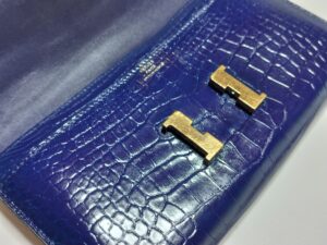 染め直し補修後のエルメスコンスタンスの財布の内側