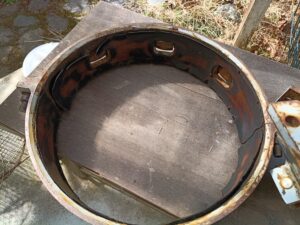 修理前の治具内側の革の劣化